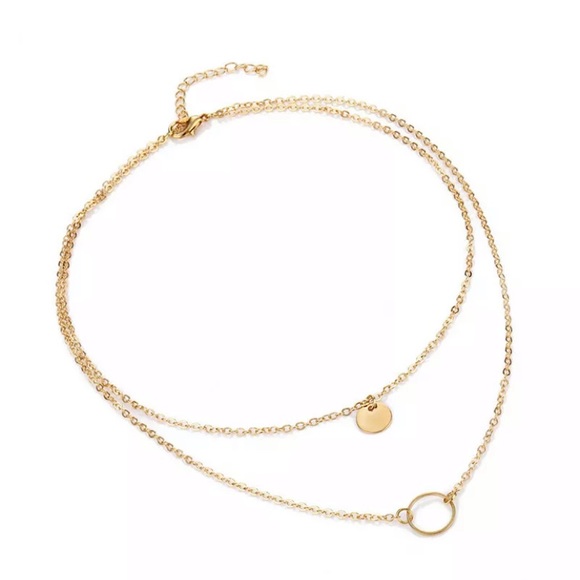 Gold circle multi-layer necklace - Picture 1 of 3